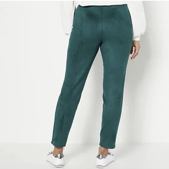 1X Petite - J Jason Wu | Evergreen Faux Suede Straight-Leg Pants (Petite) - Picture 2 of 6